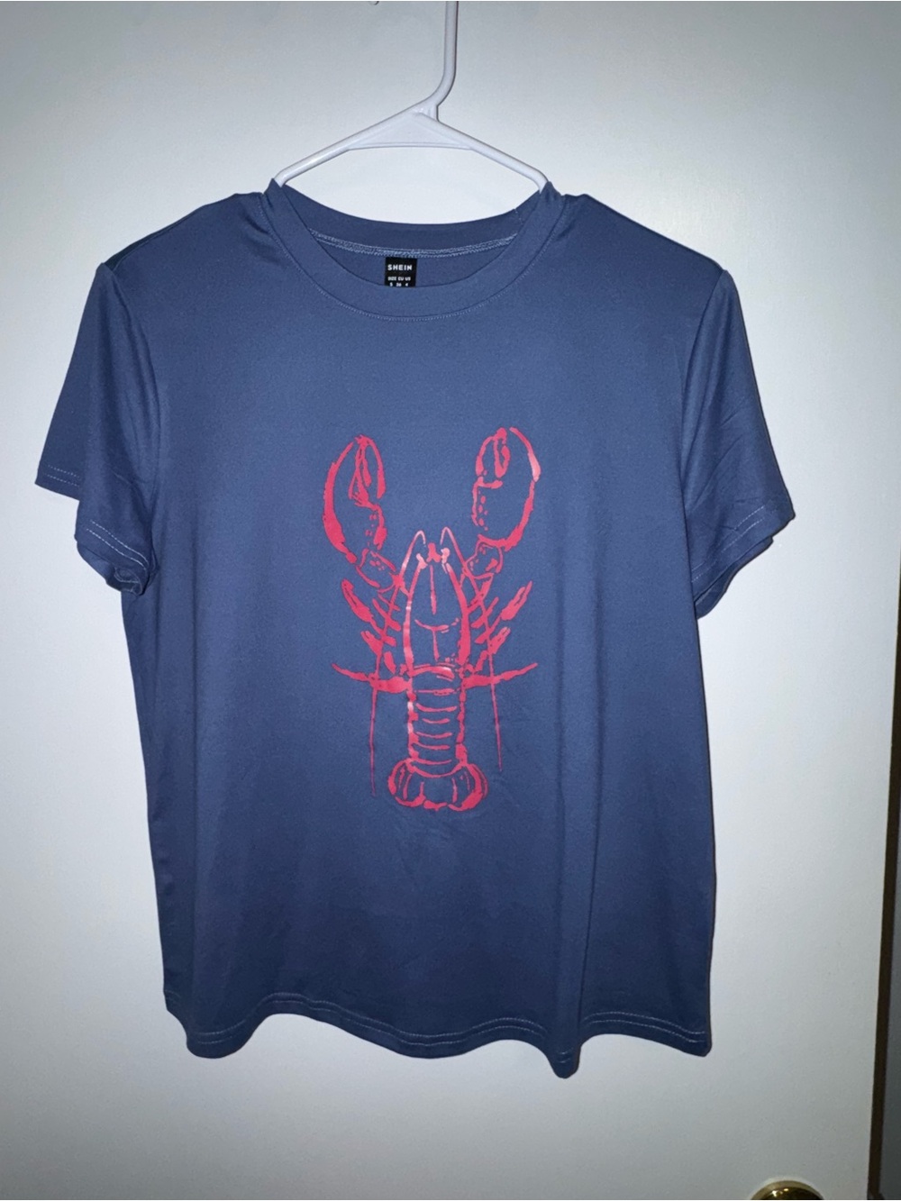 Graphic Lobster/Crawfish Crewneck T-Shirt - Navy Blue